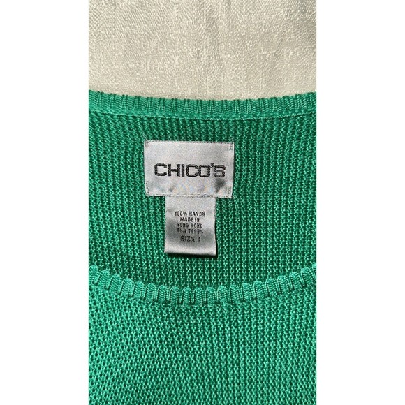 Chicos size 1 (8-10/M) green waffle knit sweater - Picture 3 of 8